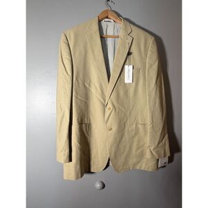 $345 New Calvin Klein Blazer 46 Beige Linen Cotton Sport Coat Jacket Men Classic